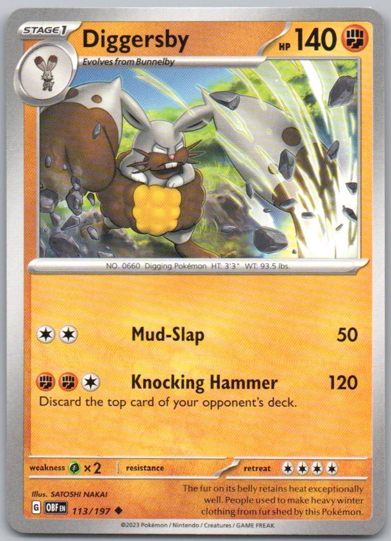 Diggersby 113 Normal Fighting Card - Obsidian Flames