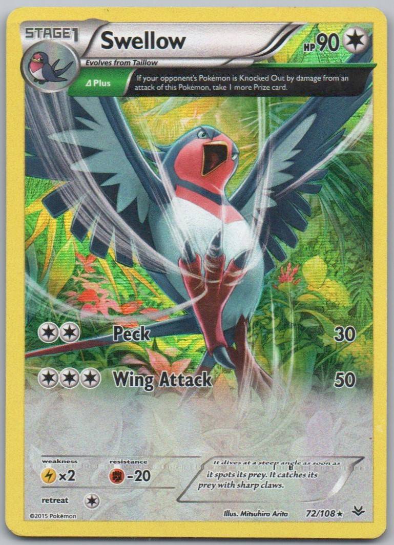 Swellow 072 Holo Colorless Card - Roaring Skies