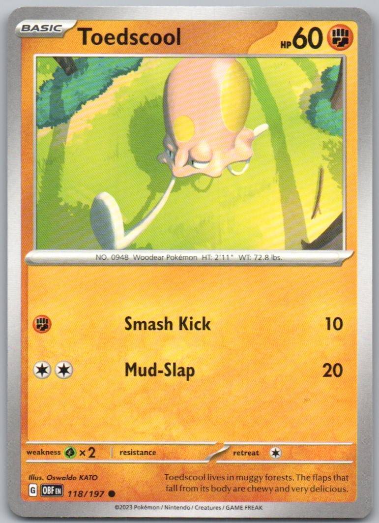 Toedscool 118 Normal Fighting Card - Obsidian Flames