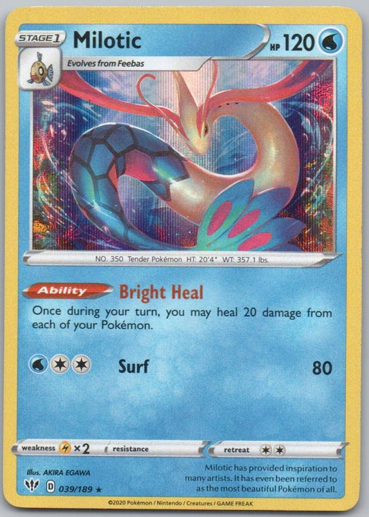 Milotic 039 Holo Water Card - Darkness Ablaze
