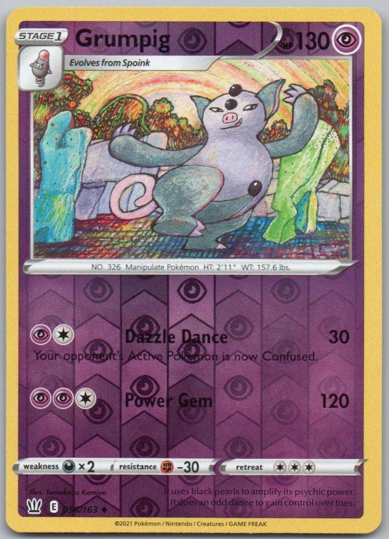 Grumpig 056 Reverse Holo Psychic Card - Battle Styles