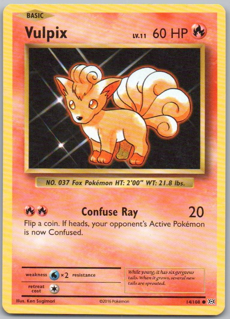 Vulpix 014 Normal Fire Card - Evolutions