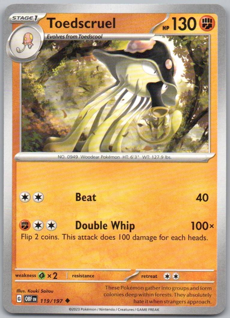 Toedscruel 119 Normal Fighting Card - Obsidian Flames