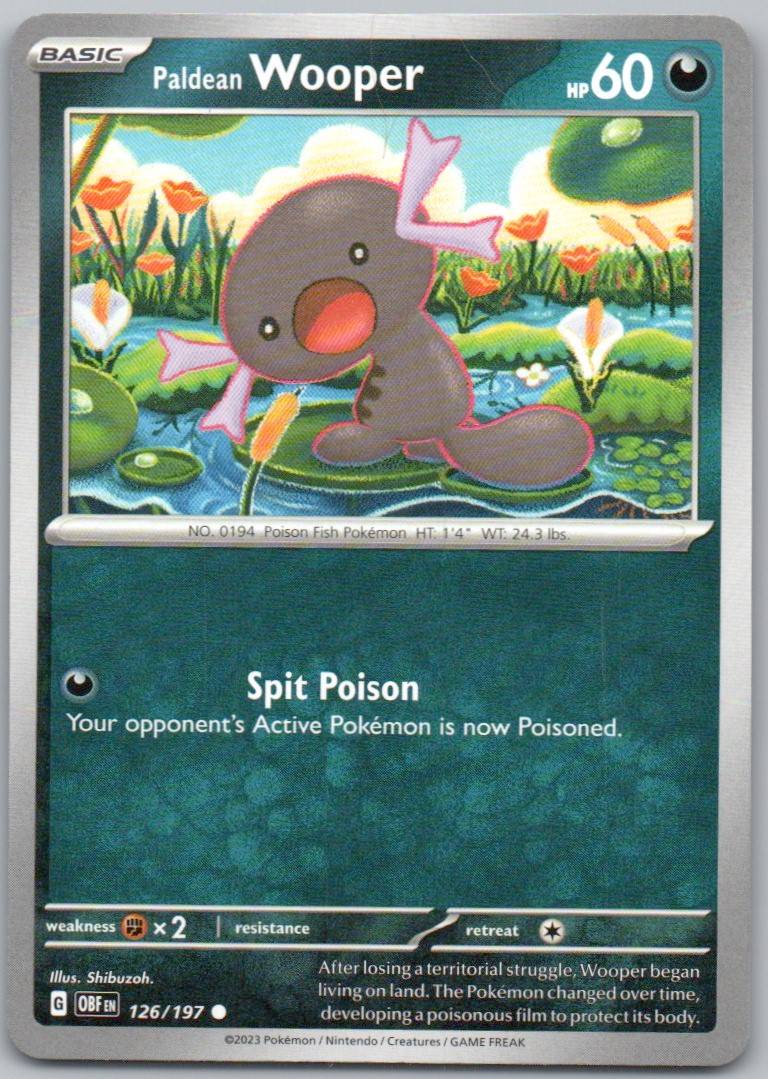 Paldean Wooper 126 Normal Darkness Card - Obsidian Flames