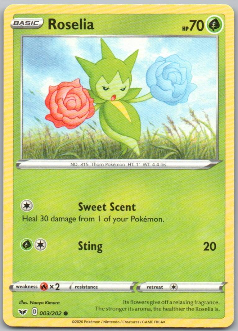 Roselia 003 Normal Grass Card - Sword & Shield
