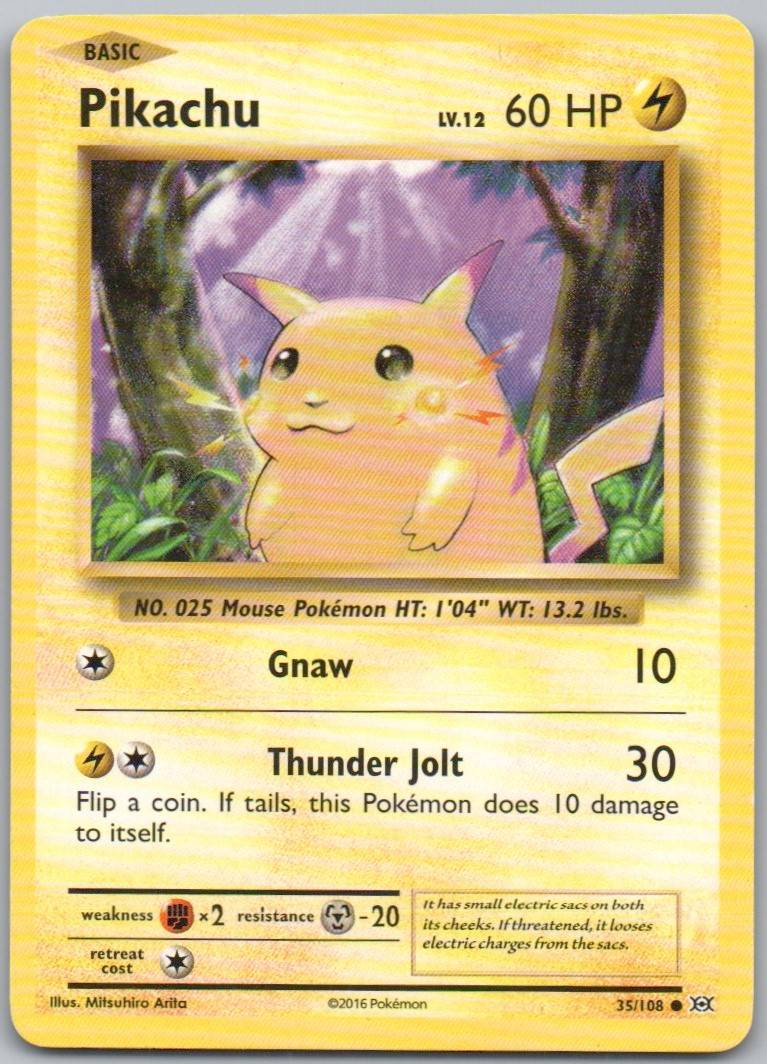 Pikachu 035 Normal Lightning Card - Evolutions