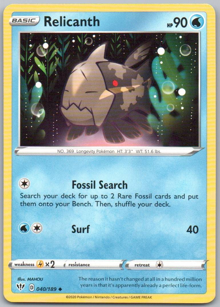 Relicanth 040 Normal Water Card - Darkness Ablaze