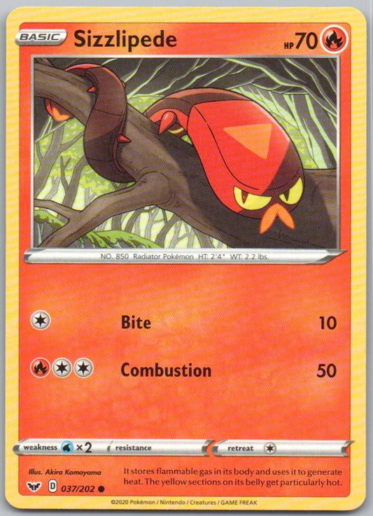 Sizzlipede 037 Normal Fire Card - Sword & Shield