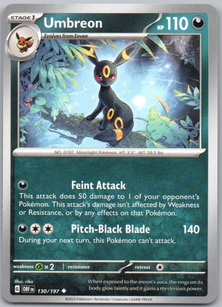 Umbreon 130 Normal Darkness Card - Obsidian Flames