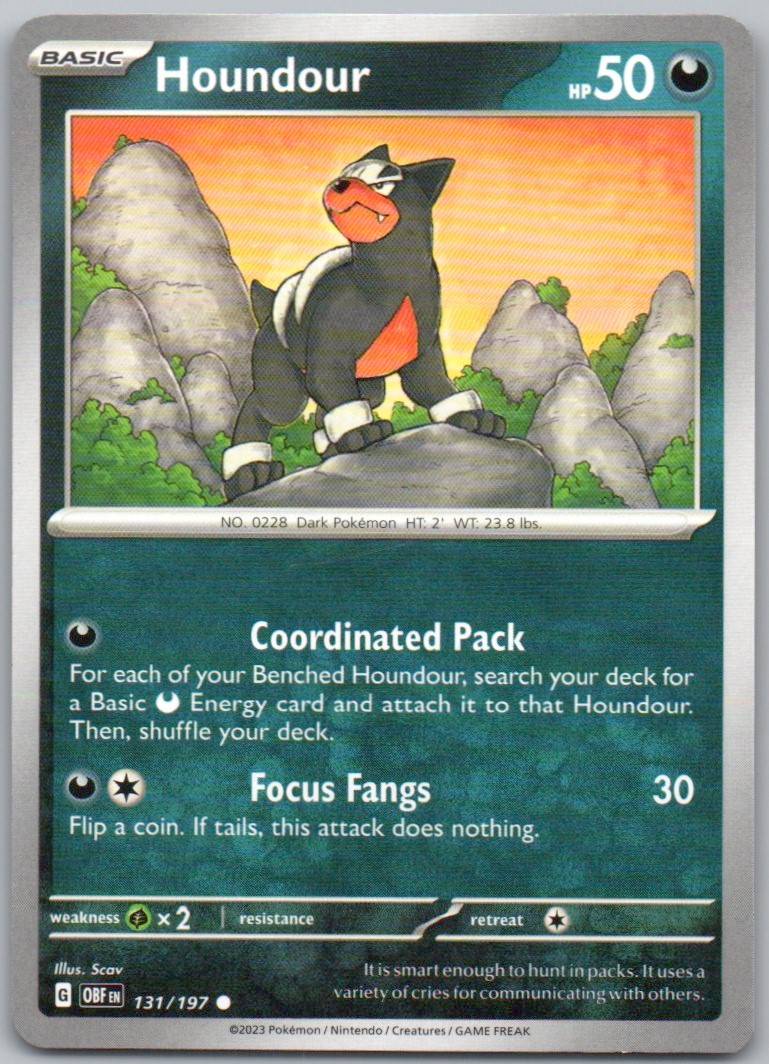 Houndour 131 Normal Darkness Card - Obsidian Flames