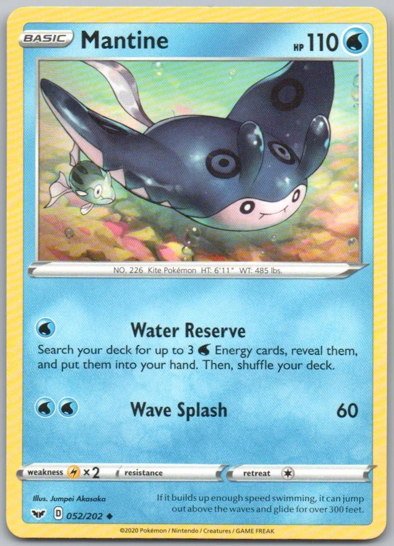 Mantine 052 Normal Water Card - Sword & Shield