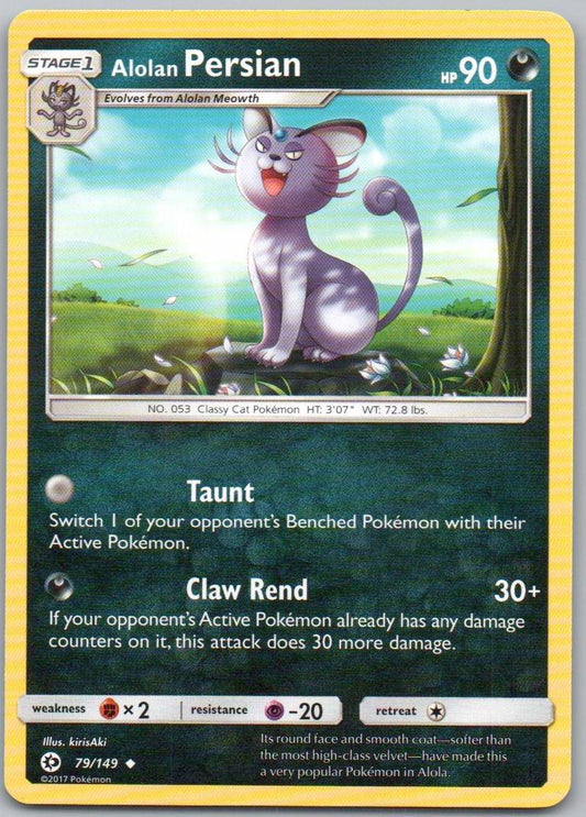 Alolan Persian 79 Normal Darkness Card - Sun & Moon Base