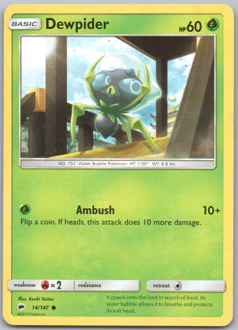 Dewpider 14 Normal Grass Card - Burning Shadows