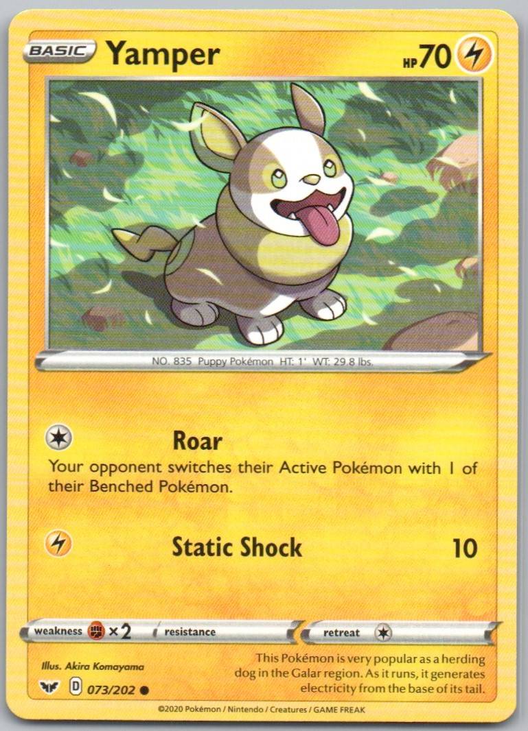 Yamper 073 Normal Lightning Card - Sword & Shield