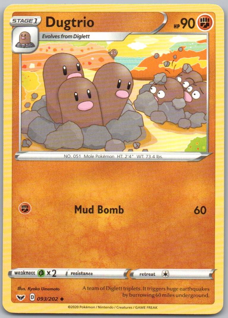 Dugtrio 093 Normal Fighting Card - Sword & Shield