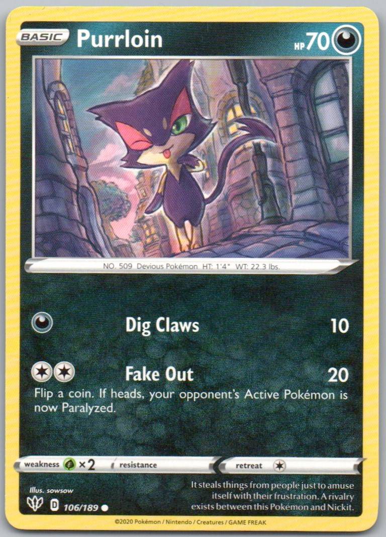 Purrloin 106 Normal Darkness Card - Darkness Ablaze
