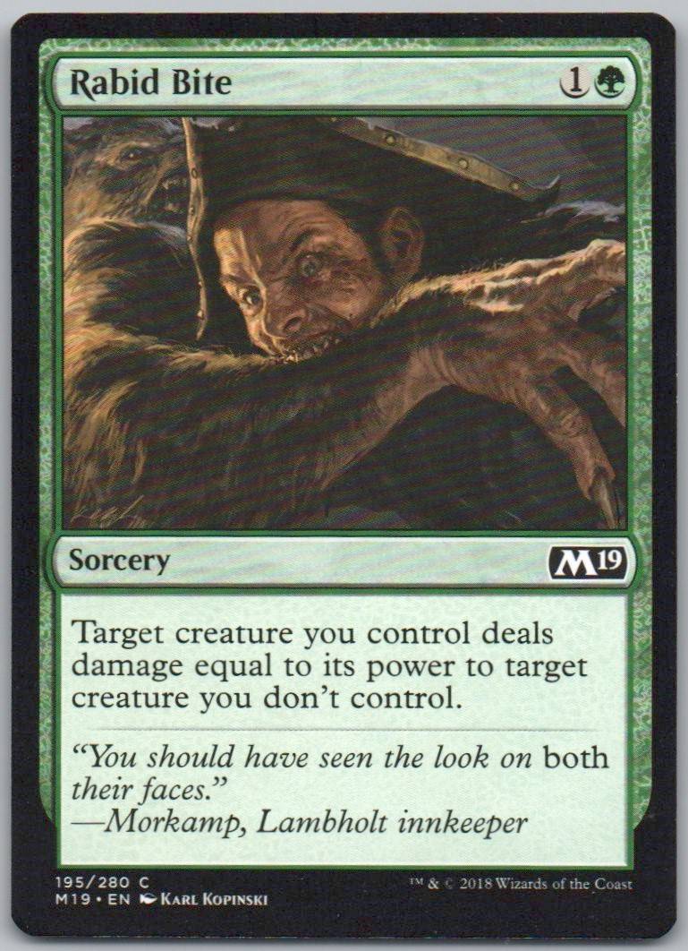 Rabid Bite 195 Normal Sorcery Card - Core Set 2019