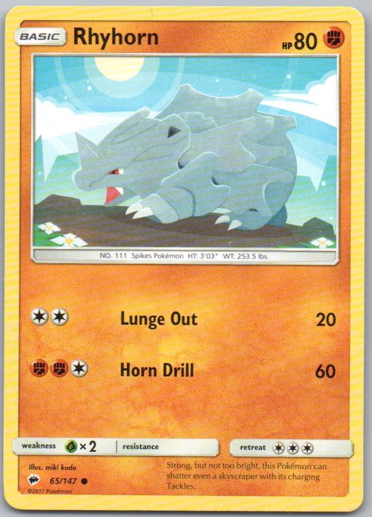 Rhyhorn 65 Normal Fighting Card - Burning Shadows