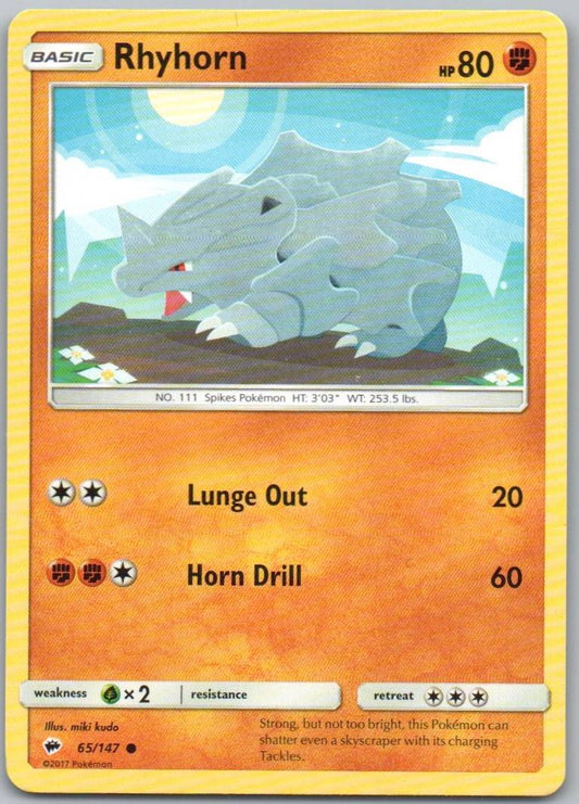 Rhyhorn 65 Normal Fighting Card - Burning Shadows