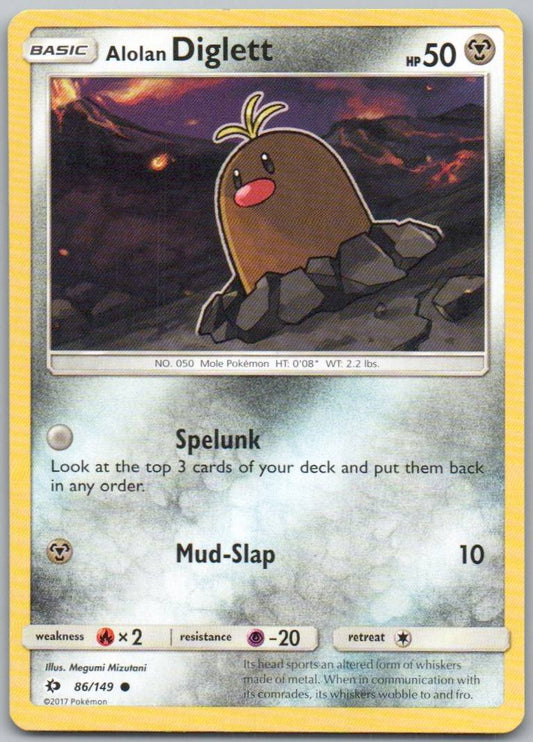Alolan Diglett 86 Normal Steel Card - Sun & Moon Base