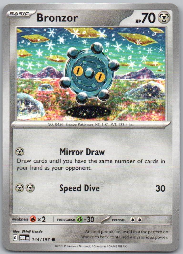 Bronzor 144 Normal Metal Card - Obsidian Flames