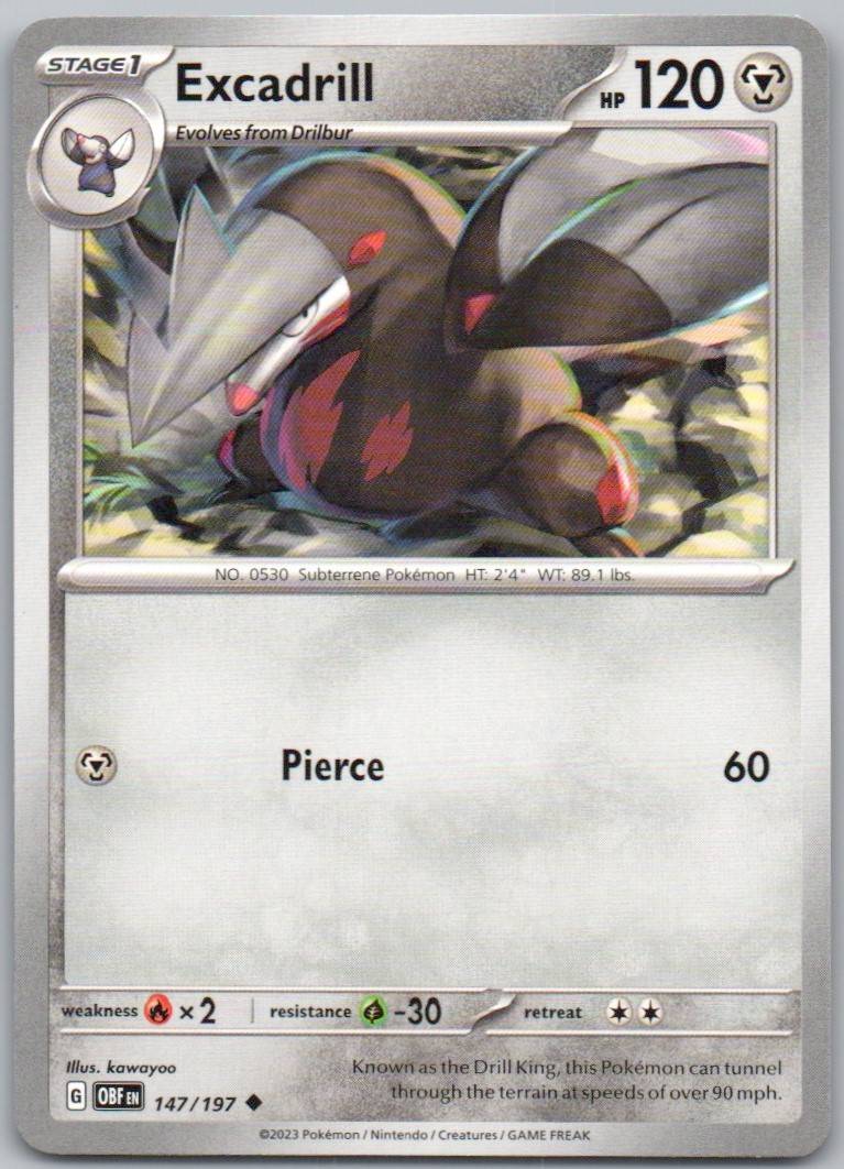 Excadrill 147 Normal Metal Card - Obsidian Flames