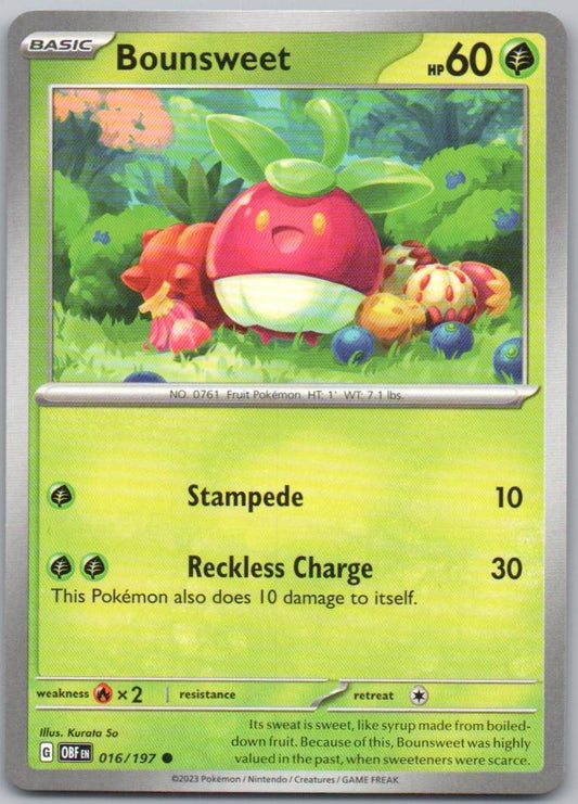 Bounsweet 016 Normal Grass Card - Obsidian Flames