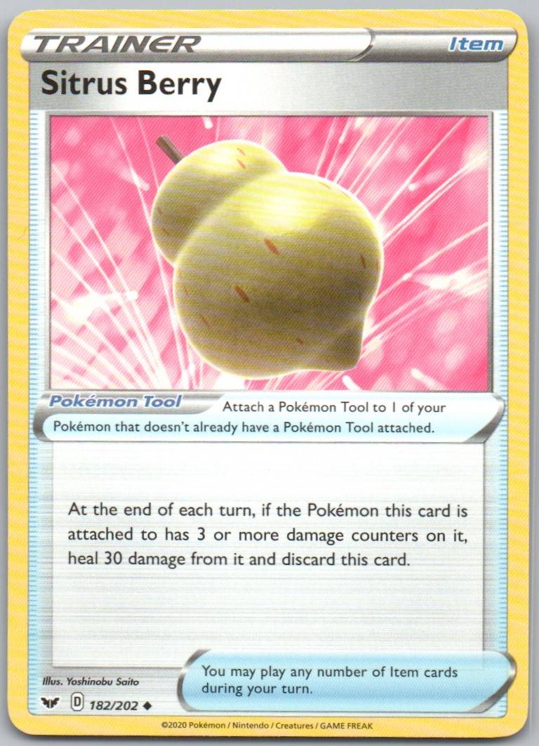 Sitrus Berry 182 Normal Trainer Card - Sword & Shield