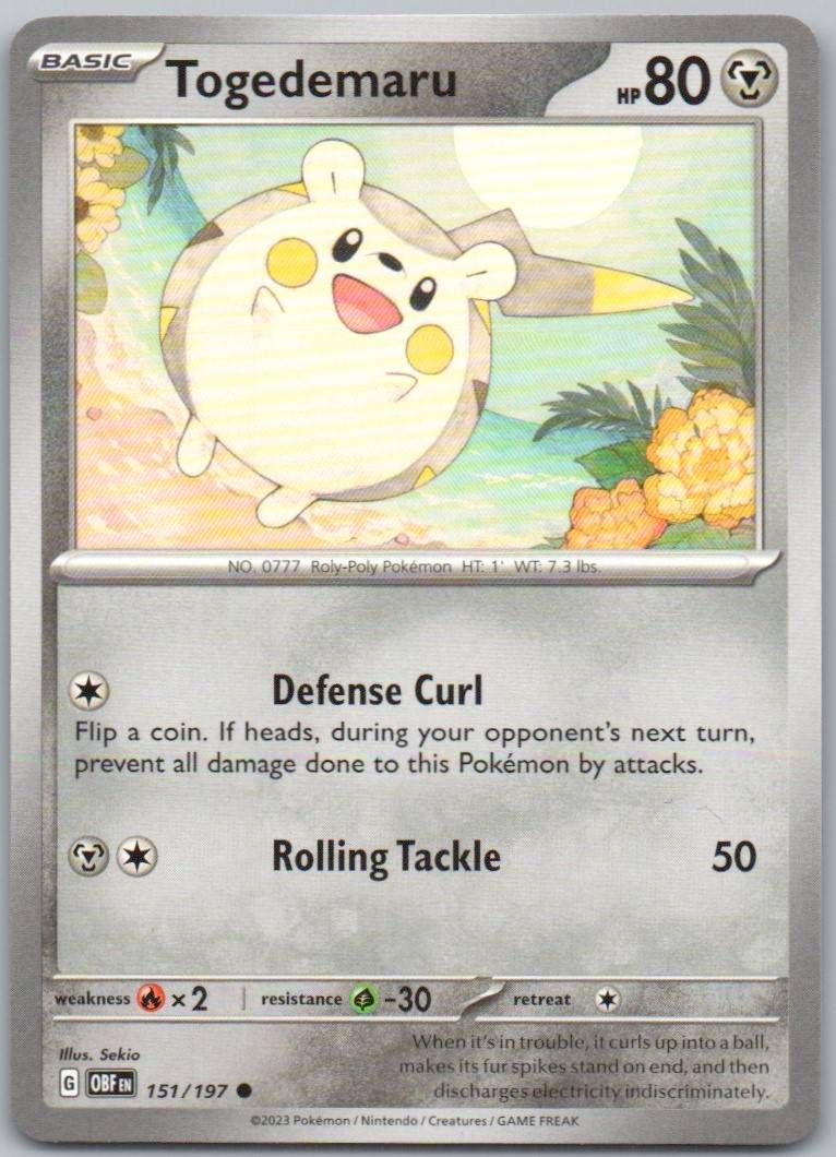 Togedemaru 151 Normal Metal Card - Obsidian Flames