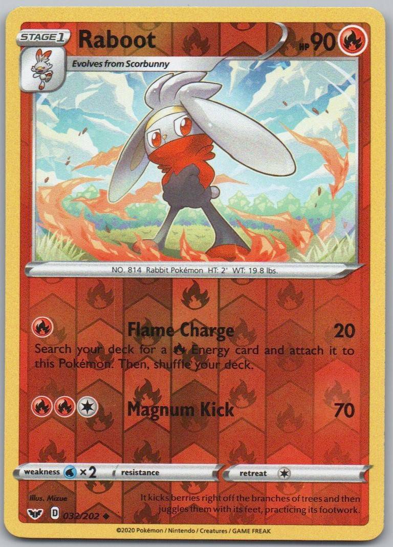 Raboot 032 Normal Fire Card - Sword & Shield