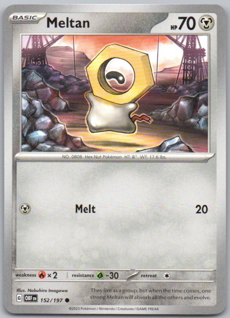 Meltan 152 Normal Metal Card - Obsidian Flames