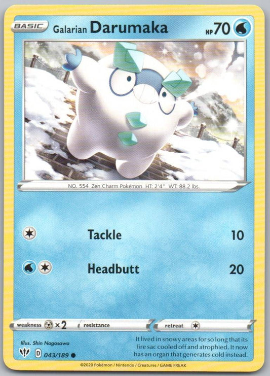 Galarian Darumaka 043 Normal Water Card - Darkness Ablaze