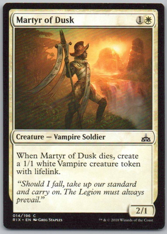 Martyr of Dusk 14 Normal Creature Card - Rivals of Ixalan
