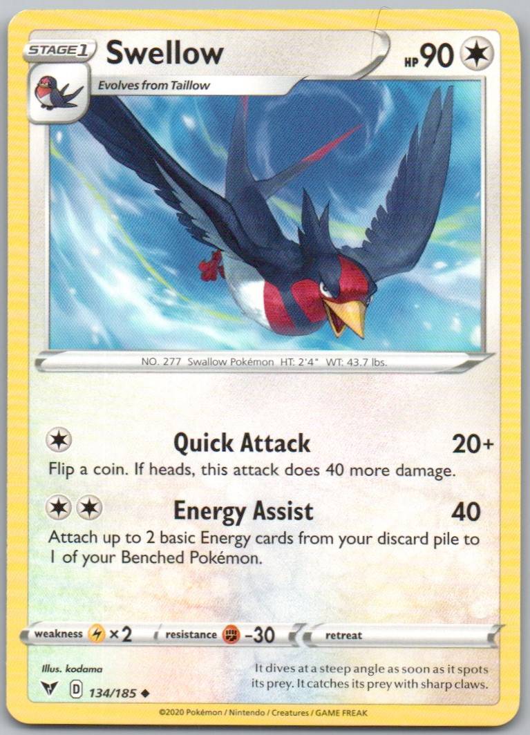Swellow 134 Normal Colorless Card - Vivid Voltage
