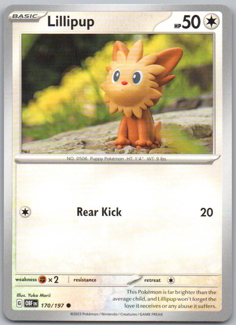 Lillipup 170 Normal Colorless Card - Obsidian Flames