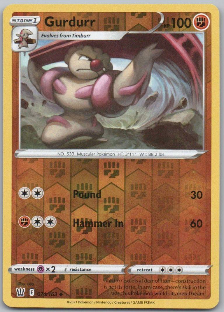 Gurdurr 074 Reverse Holo Fighting Card - Battle Styles