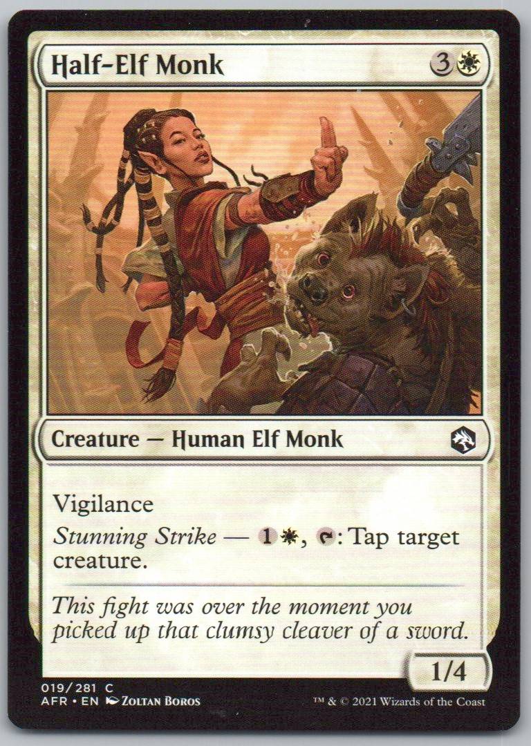 Half-Elf Monk 19 Normal Creature Card - Adventures in the Forgotten Realms