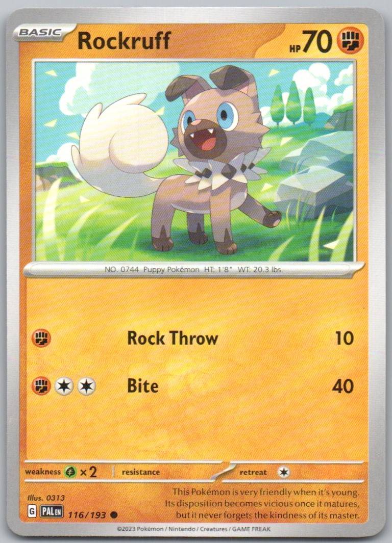Rockruff 116 Normal Fighting Card - Paldea Evolved