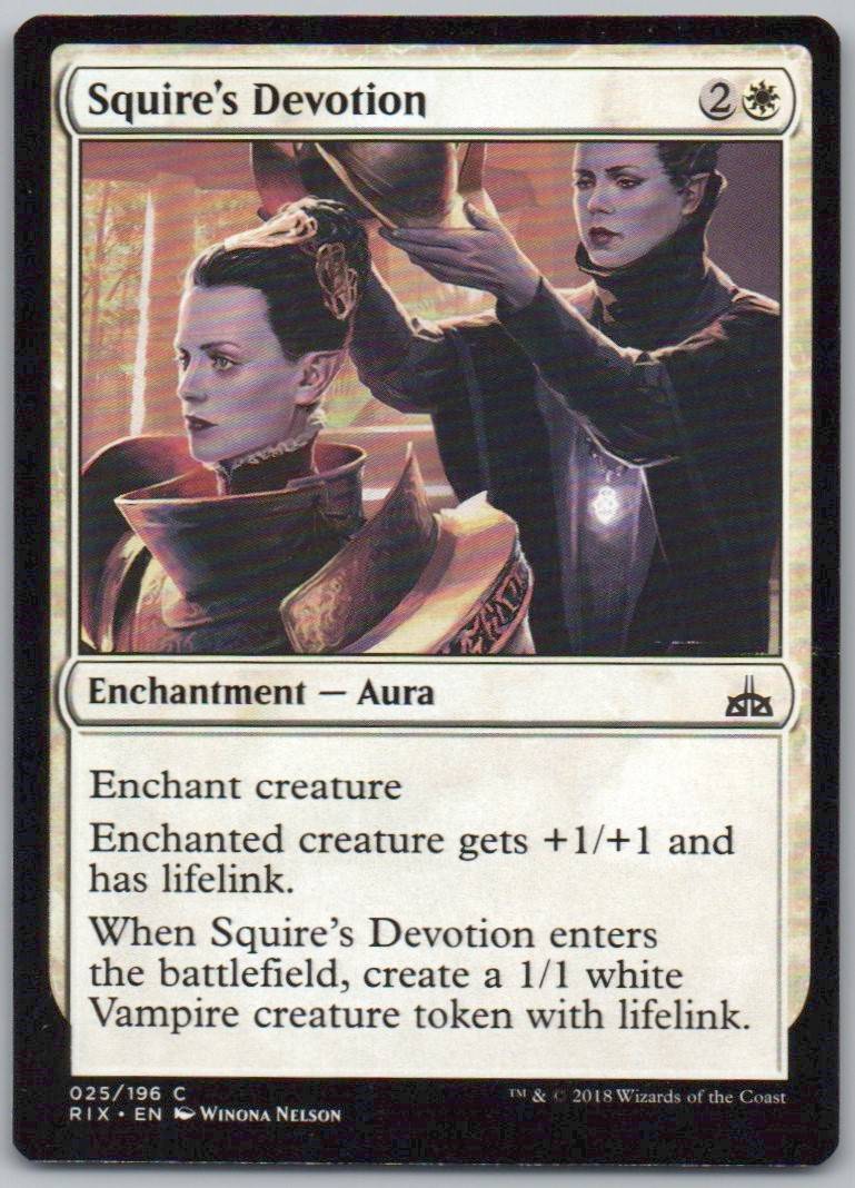 Squire's Devotion 25 Normal Enchantment Card - Rivals of Ixalan