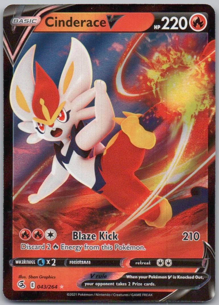 Cinderace V 043 Holo Fire Card - Fusion Strike