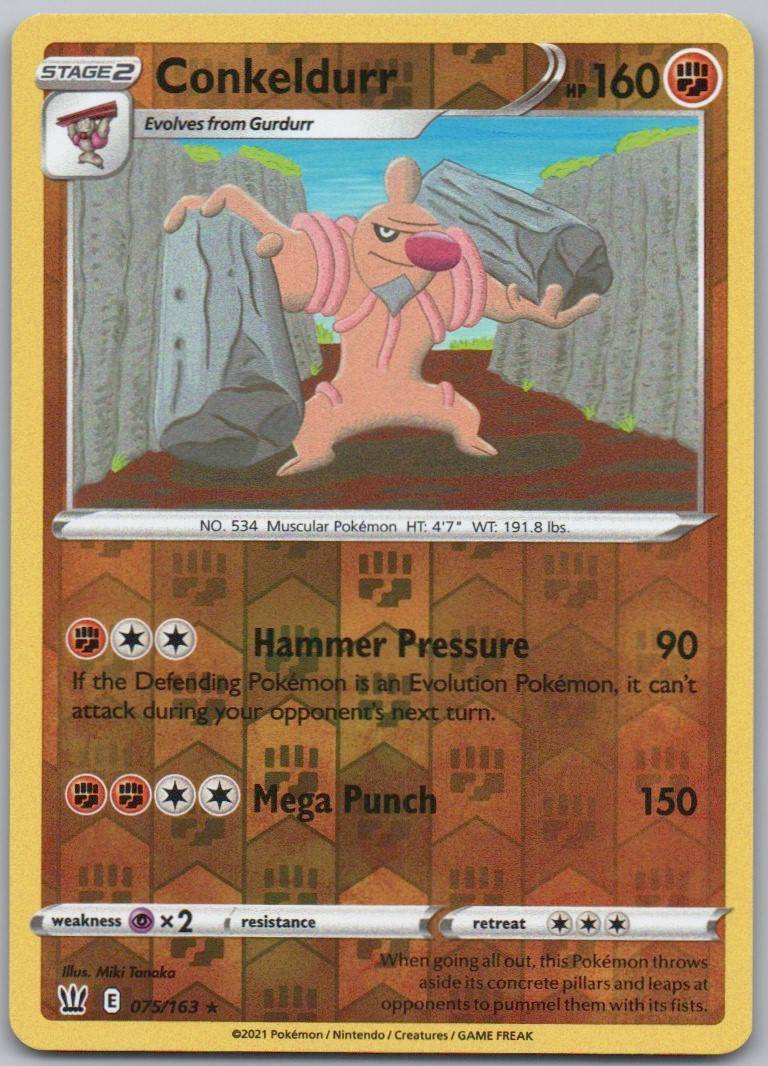 Conkeldurr 075 Reverse Holo Fighting Card - Battle Styles
