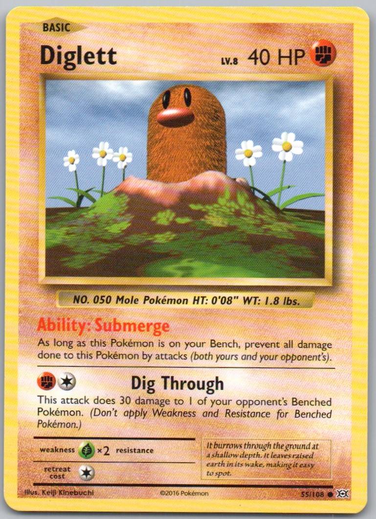 Diglett 055 Normal Fighting Card - Evolutions