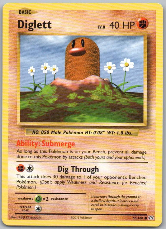 Diglett 055 Normal Fighting Card - Evolutions