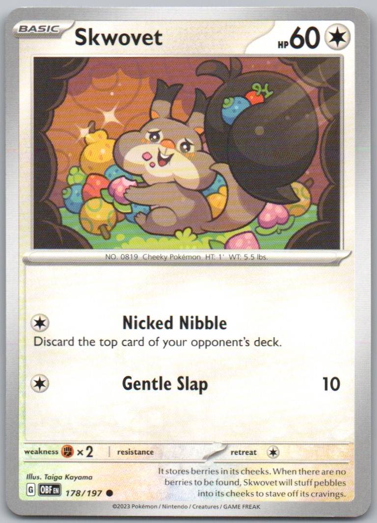 Skwovet 178 Normal Colorless Card - Obsidian Flames