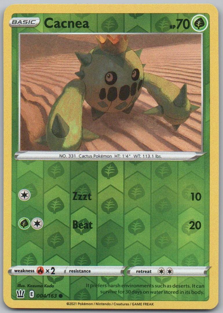 Cacnea 004 Reverse Holo Grass Card - Battle Styles