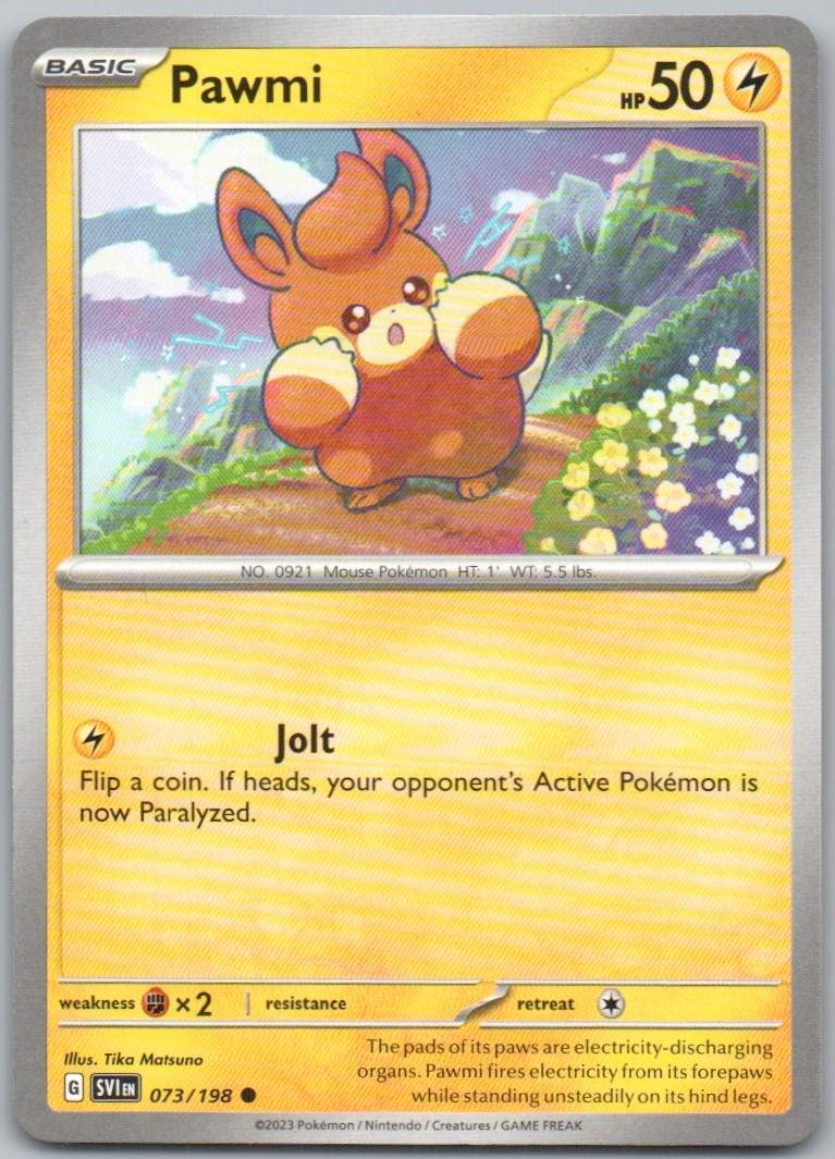 Pawmi 073 Normal Lightning Card - Scarlet & Violet