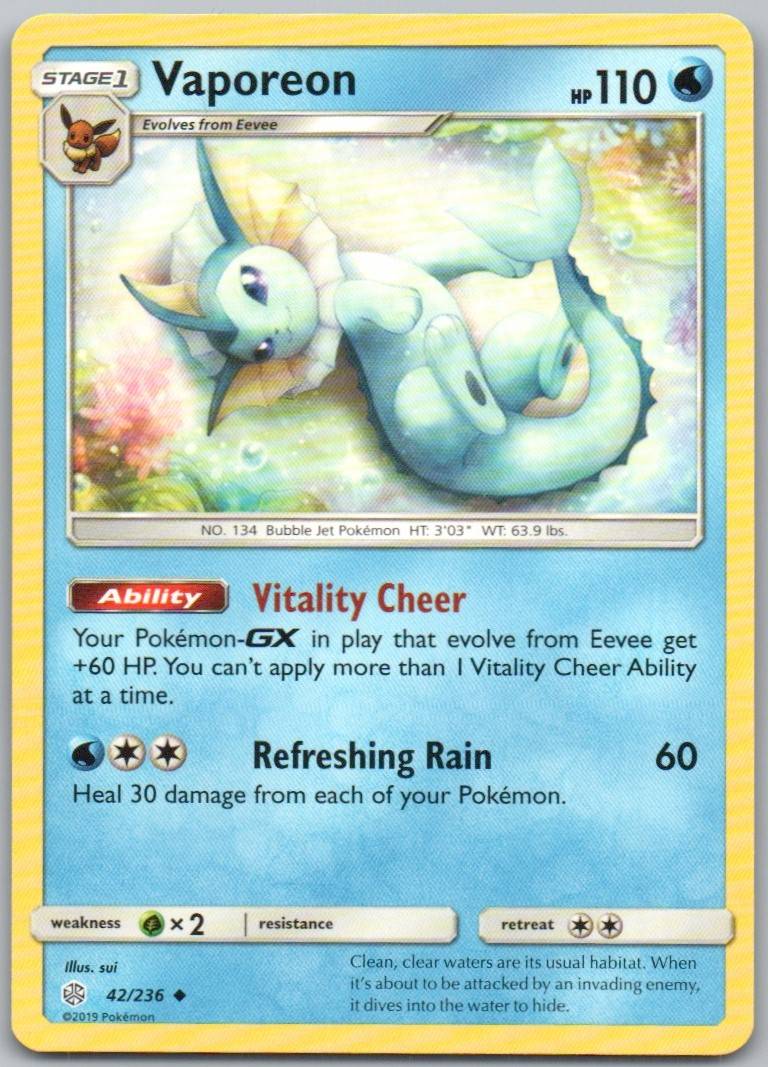 Vaporeon 042 Normal Water Card - Cosmic Eclipse