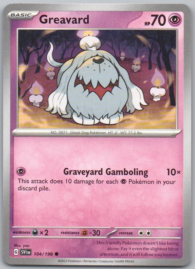 Greavard 104 Normal Psychic Card - Scarlet & Violet
