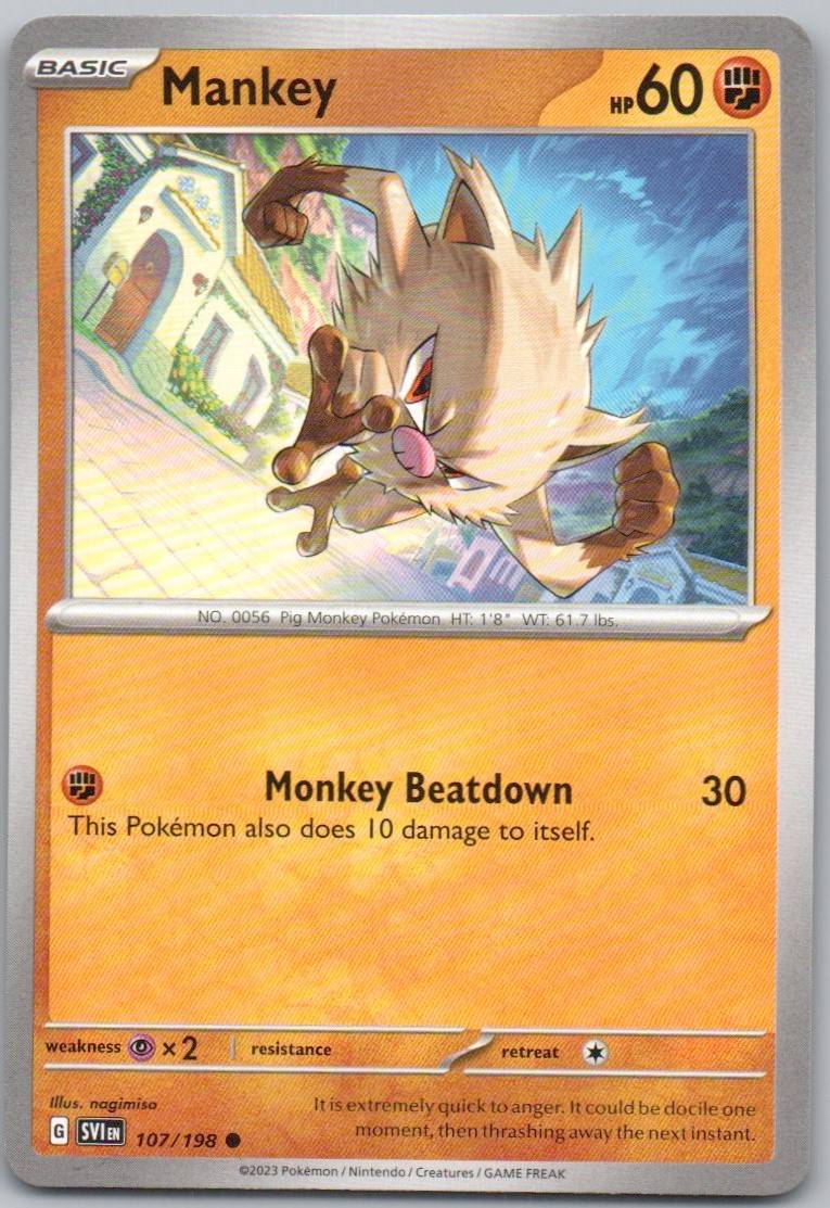 Mankey 107 Normal Fighting Card - Scarlet & Violet