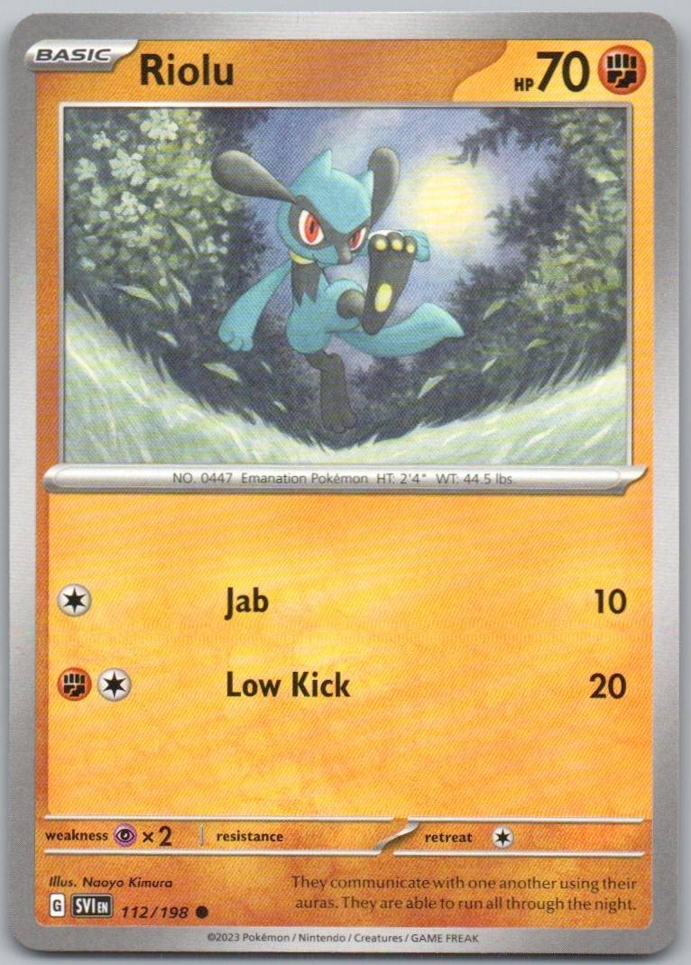 Riolu 112 Normal Fighting Card - Scarlet & Violet
